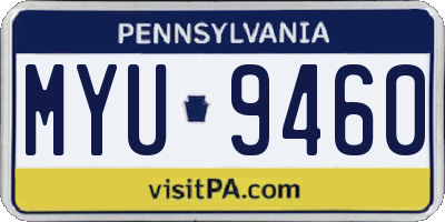 PA license plate MYU9460