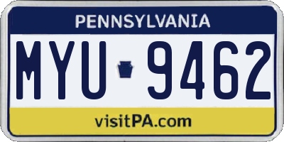 PA license plate MYU9462