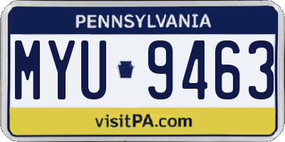 PA license plate MYU9463