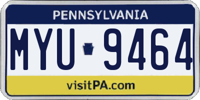 PA license plate MYU9464