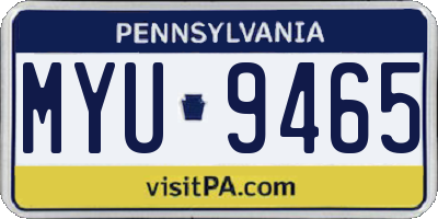 PA license plate MYU9465