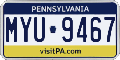 PA license plate MYU9467