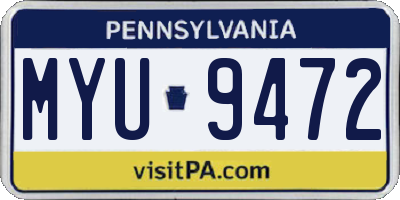 PA license plate MYU9472