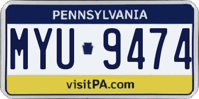 PA license plate MYU9474