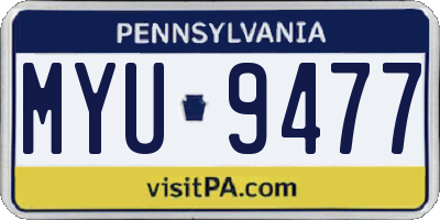 PA license plate MYU9477