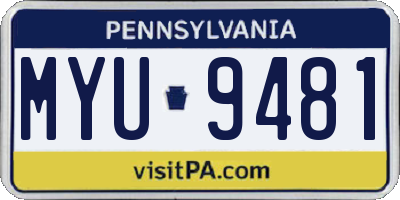 PA license plate MYU9481