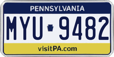 PA license plate MYU9482