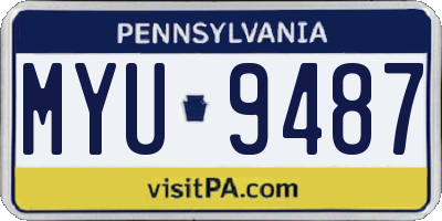 PA license plate MYU9487