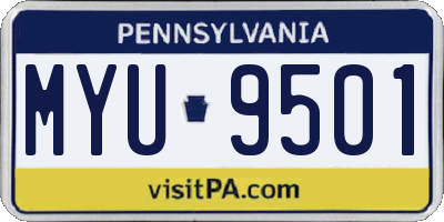 PA license plate MYU9501