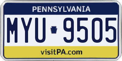 PA license plate MYU9505