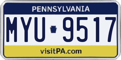 PA license plate MYU9517