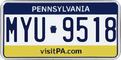 PA license plate MYU9518