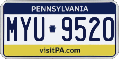 PA license plate MYU9520