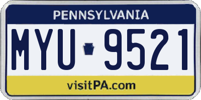 PA license plate MYU9521