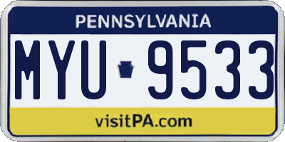 PA license plate MYU9533