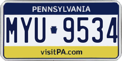 PA license plate MYU9534