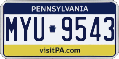 PA license plate MYU9543
