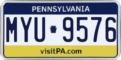 PA license plate MYU9576