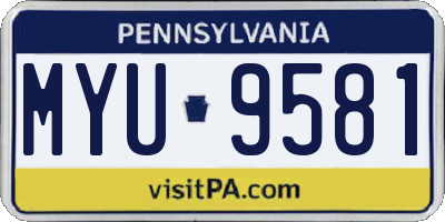PA license plate MYU9581