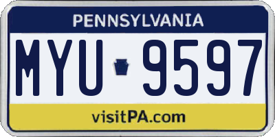 PA license plate MYU9597