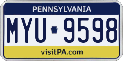 PA license plate MYU9598