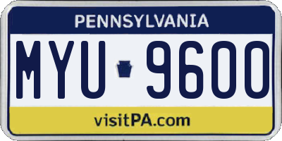 PA license plate MYU9600
