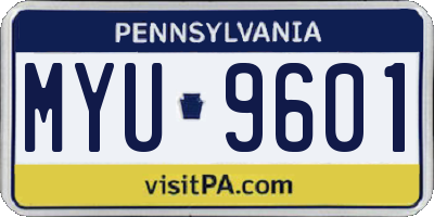 PA license plate MYU9601