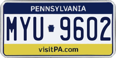 PA license plate MYU9602