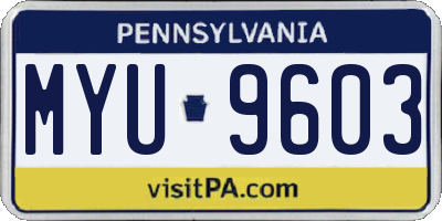 PA license plate MYU9603