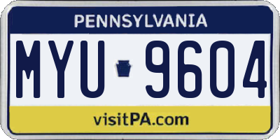 PA license plate MYU9604