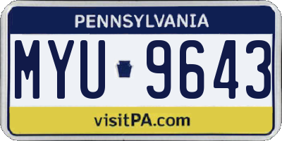 PA license plate MYU9643