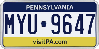 PA license plate MYU9647