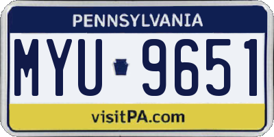 PA license plate MYU9651