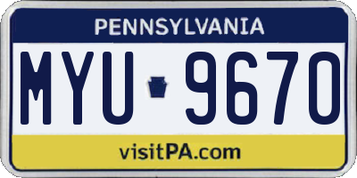 PA license plate MYU9670