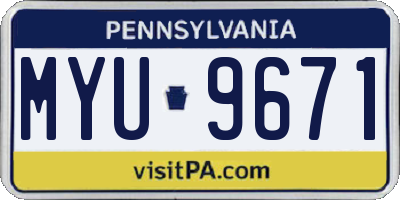PA license plate MYU9671