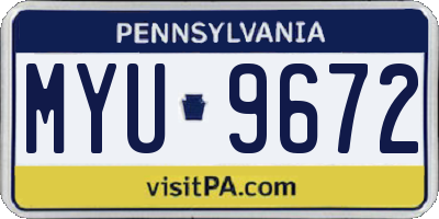 PA license plate MYU9672