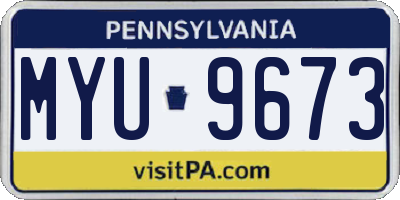 PA license plate MYU9673