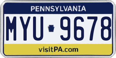 PA license plate MYU9678