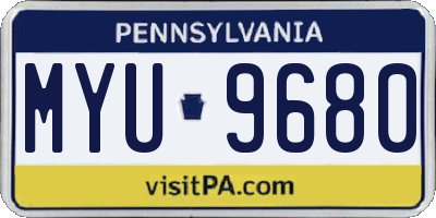 PA license plate MYU9680