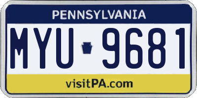 PA license plate MYU9681
