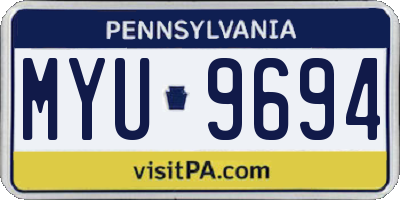 PA license plate MYU9694