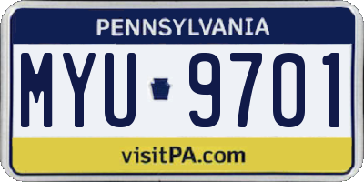 PA license plate MYU9701