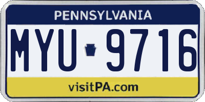 PA license plate MYU9716