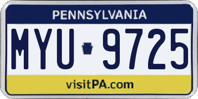 PA license plate MYU9725
