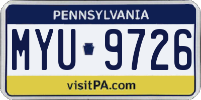 PA license plate MYU9726