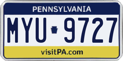 PA license plate MYU9727