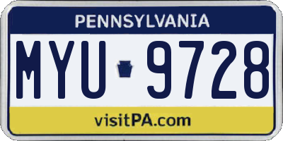 PA license plate MYU9728