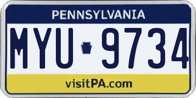 PA license plate MYU9734