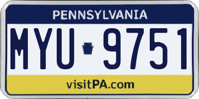 PA license plate MYU9751