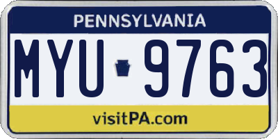 PA license plate MYU9763